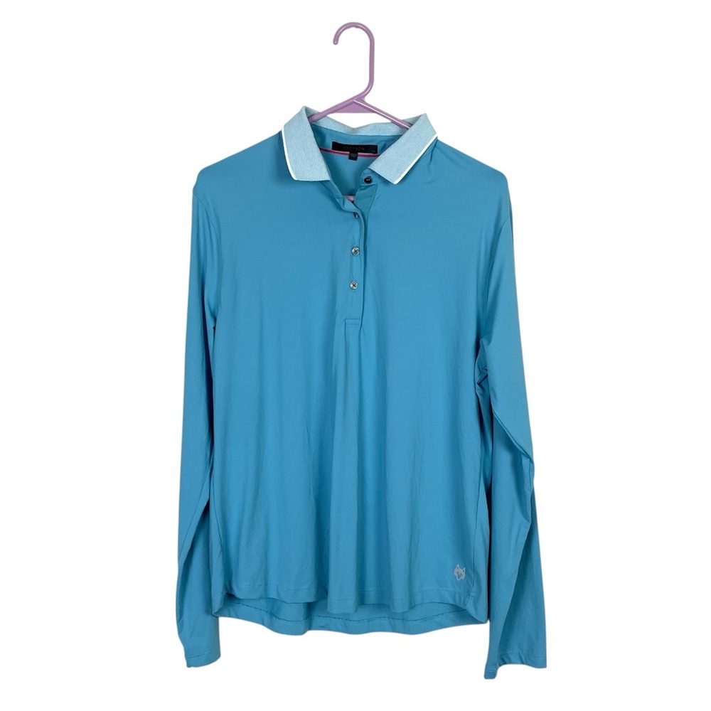 Greyson women’s long sleeve blue polo top size xl golf tennis preppy